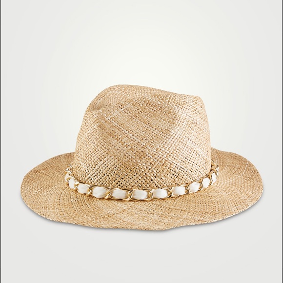 Straw Fedora Hat with Chain - Picture 1 of 4